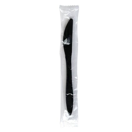 Boardwalk Mediumweight Wrapped Polypropylene Cutlery, Knife, Black, 1000PK BWKKNIFEBLPPIW